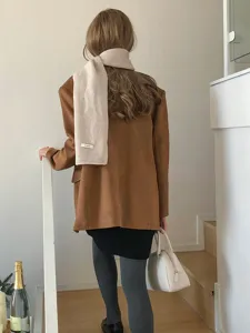Solid color winter wool scarf, warm and soft neck warmer for women, stylish cold weather accessory.