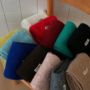 Koreanischer einfarbiger Strickschal, dicker warmer Winterschal fuer Damen mode!
