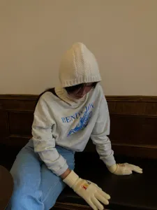 Conjunto cómodo de gorro balaclava de punto y sudadera a juego, protección de invierno.