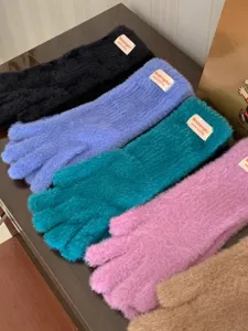 Cozy plush touchscreen gloves in vibrant colors, warm autumn winter fluffy gloves for women.