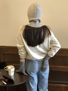 Gorro pasamontañas de punto cálido de invierno con orejeras, elegante gorro.