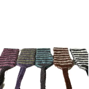 Koreanische Art Winter gestreifte Pluesch Ohrenschuetzer fuer Frauen warme Oehrenwaermer