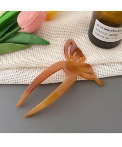 Retro acetate butterfly U-shaped hair fork elegant hair pin for women bun styling accessory