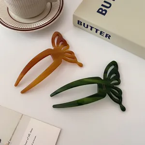 Retro Acetate Butterfly U-Shaped Hair Fork Elegant Bun Hair Pin For Women Accessory