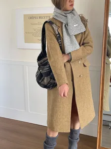 Cozy winter solid wool scarf for women, elegant warm neck warmer for cold autumn days.