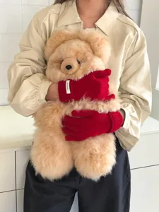 Guantes de invierno de lana cálida para mujer, cómodos guantes táctiles de punto.