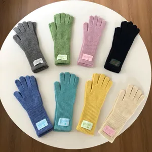 Gants tricotés d'hiver unicolores élégants pour femmes et hommes, tactiles et chauds.