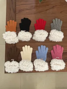 Women winter warm knit gloves touchscreen fleece cuff solid color gloves cozy mittens 8pcs
