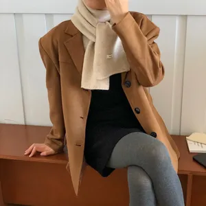 Solid color winter warm knitted scarf for women, elegant daily wear accessory main view.