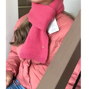 Bufanda De Lana Sólida Para Mujer Minimalista Estilo Ins Coreano Chal Largo De Punto Cálido Para Invierno Otoño Al Aire Libre Uso Diario