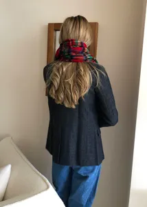 Écharpe en laine à carreaux rouges pour l'hiver, châle classique chaud pour femmes et hommes
