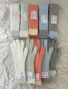 Hiver écharpe longue en tricot et gants ensemble doux chaud accessoires colorés