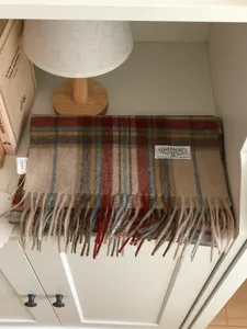 Écharpe classique à carreaux en laine avec franges pour femme et homme, accessoire d'hiver.