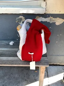 Premium red wool scarf for women winter, cozy 100% cashmere feel warm winter fashion wrap.