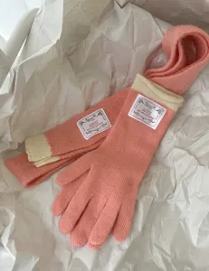 Gants en tricot rose hiver long gants doux tricotés gants chauds écran tactile