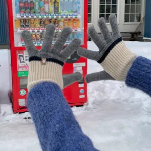 Dames Lange Gebreide Handschoenen Winter Winddicht Warme Kleurblok Vingerhandschoenen Touchscreen Voor Outdoor Fietsen