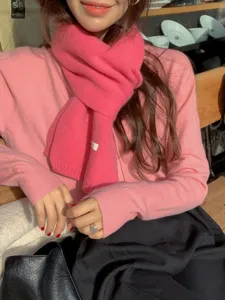 Cozy pink wool scarf for women winter warm soft knit scarf stylish daily wear accessory