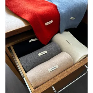 Solid color wool scarf winter warm shawl cozy soft neck wrap thick fashion accessory for women