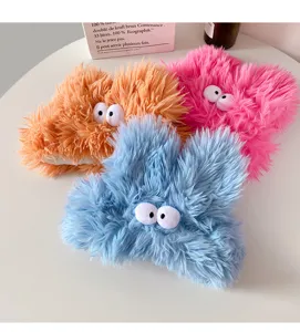 Süßes flauschiges Stirnband mit großen Augen, Plüsch Make-up Haarband für Gesichtwäsche.