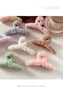 Plush hair claw clip large winter fluffy shark clip cute hair accessories for women soft