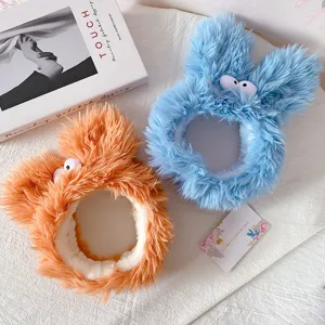 Flauschiges lustiges Monster-Augen-Stinband für Damen, weiches Plüsch Make-up Waschen Haarband, süß