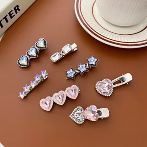 Pince à cheveux strass style coréen mignon brillant cœur étoile accessoires cheveux femmes