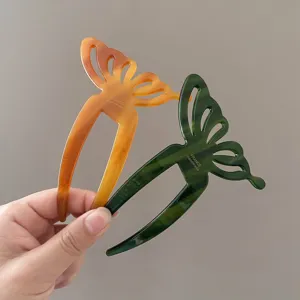 Vintage acetate butterfly U-shaped hair fork elegant hair pin for elegant styling