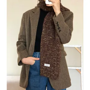 Sciarpa in maglia di lana mista inverno puntini colorati moda calda comoda accessorio morbida