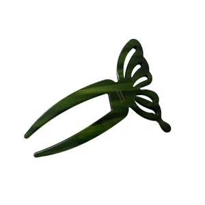 Retro Acetate Butterfly U-Shaped Hairpin Elegant Chinese Bun Fork Hair Styling Accessory