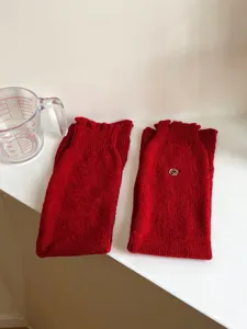 Rode wol gebreide beenwarmers winter warm gestapelde kuit sokken mode schattige casual accessoires