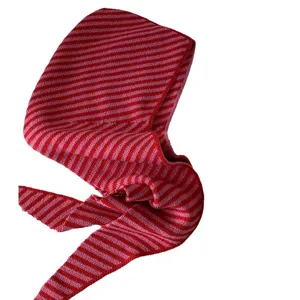 Knitted striped hooded scarf women winter warm balaclava fashion pink red beanie hat