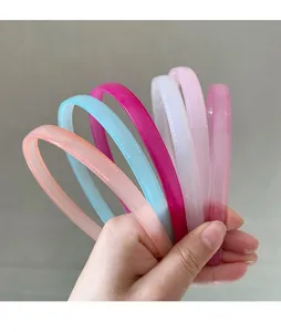 Candy color transparent plastic headbands, anti-slip hair hoops for daily use accessories.