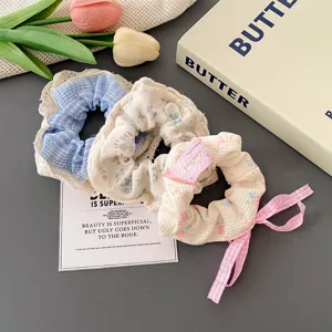 Κορεάτικα vintage πλεκτά scrunchies δαντέλας γλυκό αξεσουάρ μαλλιών αλογοουράς σετ για γυναίκες