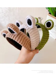 Cute crochet frog eye headband knit hair hoop cute washing face hair accessories for women.