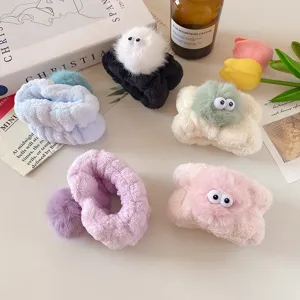 Fluffy plush face washing wristbands absorbent wrist bands cute fuzzy sweatbands for skincare