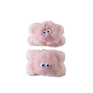 Cute plush face washing wristbands absorbent spa wrist wash bands for daily skincare makeup