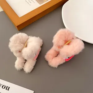 Cute plush hair claw clip small size fuzzy shark clip autumn winter hair accessories for women