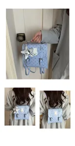 Petit sac à dos léger à pois avec patch lapin mignon pour voyages et déplacements élégants.