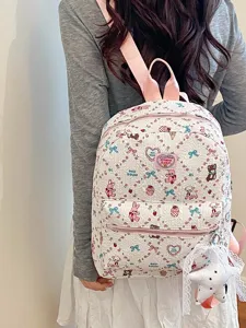 Zaino carino con motivo a cartone animato giapponese da donna, grande borsa da viaggio