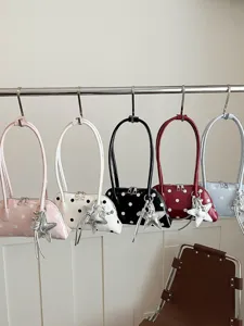 Stylish polka dot patent leather shoulder underarm bag for women daily fashion use