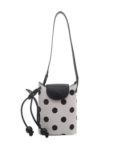 Borsa a tracolla per telefono a pois elegante da donna borsa casual con patta nera chic