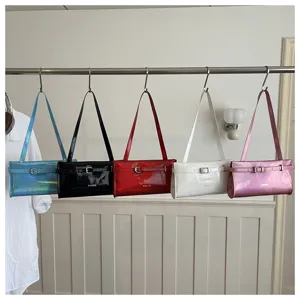 Patent leather shoulder bag women's autumn new fashion underarm bag casual chic handbag