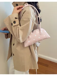 Koreaanse trendy roze polkadot schoudertas, elegante handtas voor dames dagelijks gebruik.