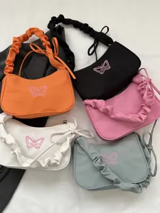 Borsa a tracolla casual elegante con ricamo di farfalla, borsa da donna alla moda