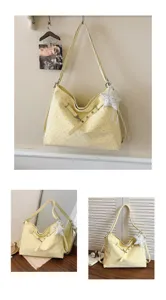 Chic yellow polka dot tote bag, versatile casual shoulder bag for women daily commute.