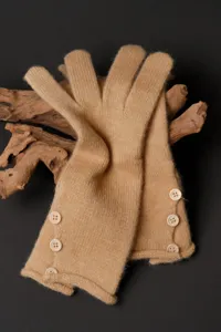 Mujer invierno punto guantes calientes elegante diseño botones grueso suave cómodo frío