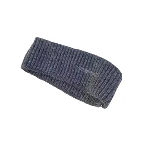 Bequemes Strick Stirnband für Damen in dunkelgrau, modisches Haarband mit feiner Stickerei.
