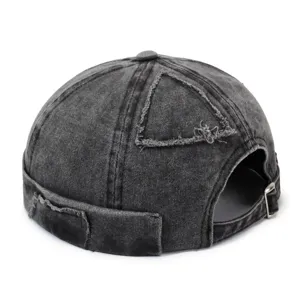 Retro gewaschene Denim Docker Cap für Damen und Herren, vintage Patch distressed Mütze.