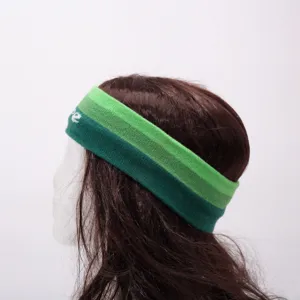Grüner gestreifter Strick Sport Stirnband Yoga breites Haarband elastisches Tuch Seitenansicht