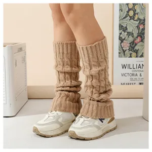 Damen Zopfmuster Stulpen warme Winter Strick Stiefelmanschetten modische Beinstulpen